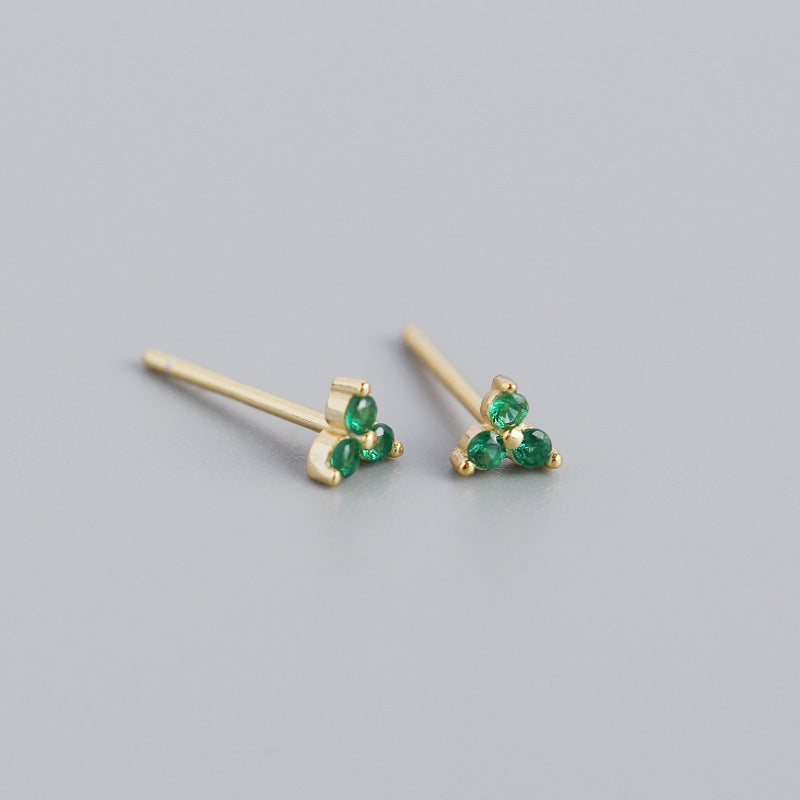 Wholesale Personalized Light Luxury Versatile Stacking Geometric Clover Diamond S925 Sterling Silver Earrings